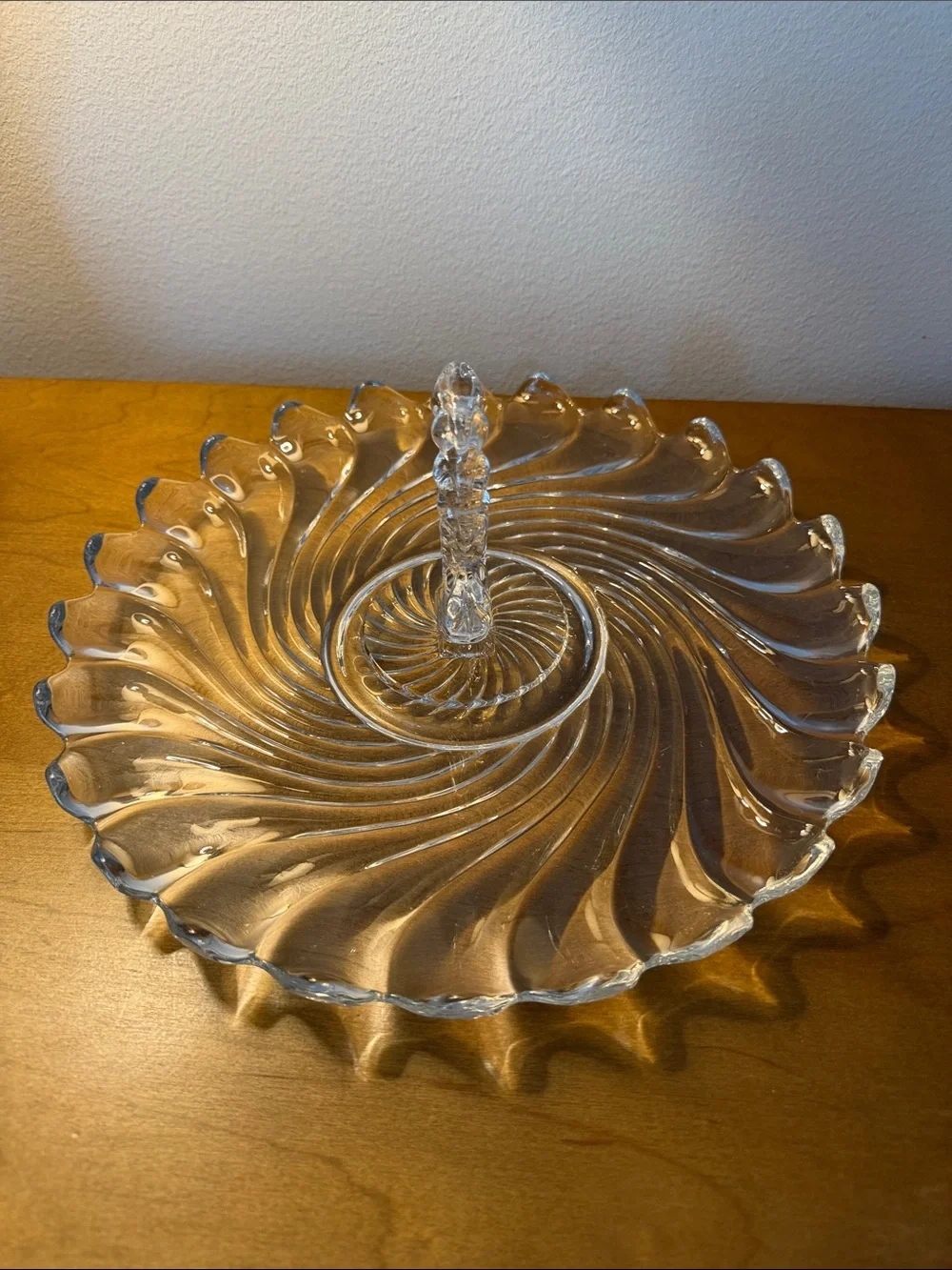 Vintage Fostoria Colony Swirl Pattern Clear Glass Serving Tray